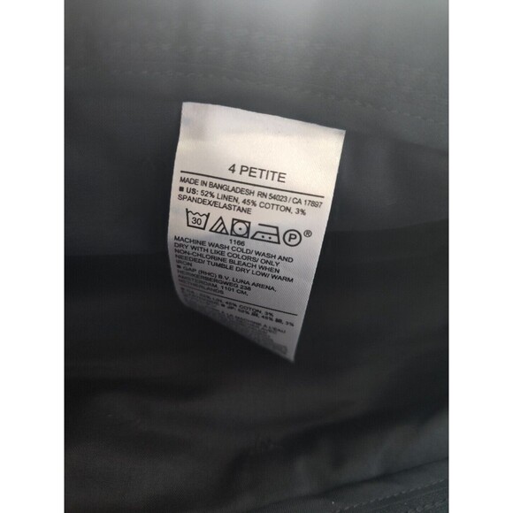 Banana Republic Linen Blend Wide Leg Pleated Black Trouser Pants 4 Petite NWT 4P - Picture 9 of 12